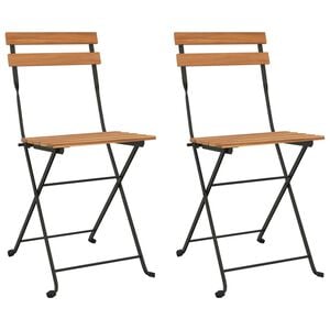vidaXL Sillas cafeter&iacute;a plegables 2 uds acero y madera maciza de teca