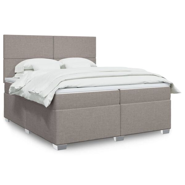 vidaXL Cama box spring con colch&oacute;n tela gris taupe 200x200 cm