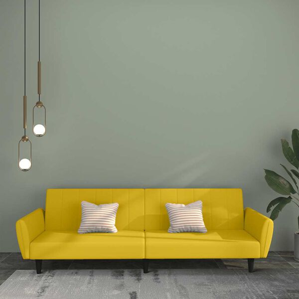 vidaXL Sof&aacute; cama de 2 plazas terciopelo amarillo