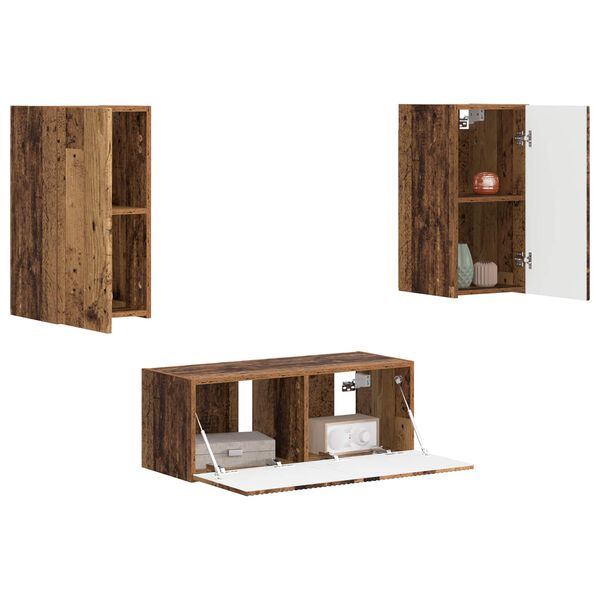 vidaXL Conjunto de mueble de TV Montaje en la pared 2 pcs Madera vieja