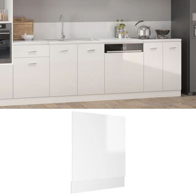 vidaXL Panel para lavavajillas contrachapada blanco brillo 59,5x3x67cm