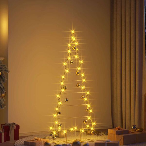 vidaXL Árbol de Navidad de metal con soporte Dorado 150 cm