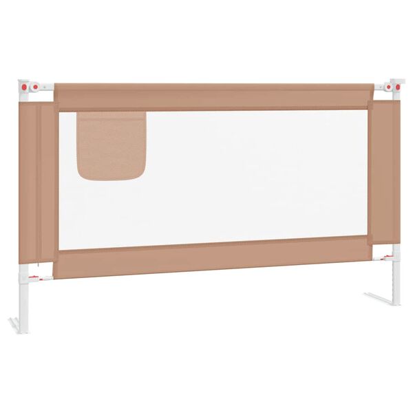 vidaXL Barandilla de seguridad cama de ni&ntilde;o gris taupe tela 140x25 cm