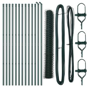 vidaXL Poste de Valla Verde 25 x 1,4 m (malla de 36 mm) Acero y PVC