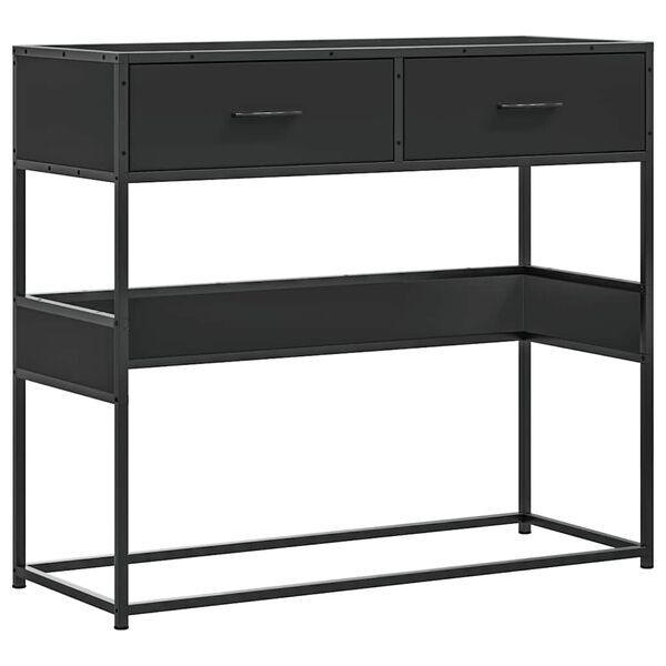 vidaXL Mesa consola de madera contrachapada negro 90x35x80 cm