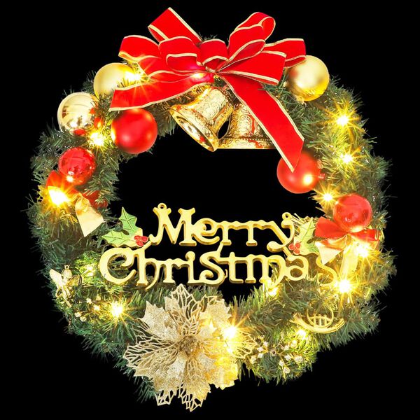 vidaXL Corona de Navidad con 20 luces LED verde 45 cm