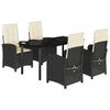 vidaXL Set de muebles jard&iacute;n 5 pzas con cojines rat&aacute;n sint&eacute;tico negro