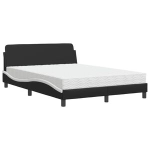 vidaXL Cama con colch&oacute;n Dover cuero sint&eacute;tico negro y blanco 140x190 cm