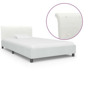 vidaXL Estructura de cama sin colch&oacute;n cuero sint&eacute;tico blanco 90x200 cm
