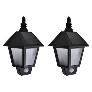 vidaXL L&aacute;mparas de pared solares 2 uds con sensor de movimiento negro
