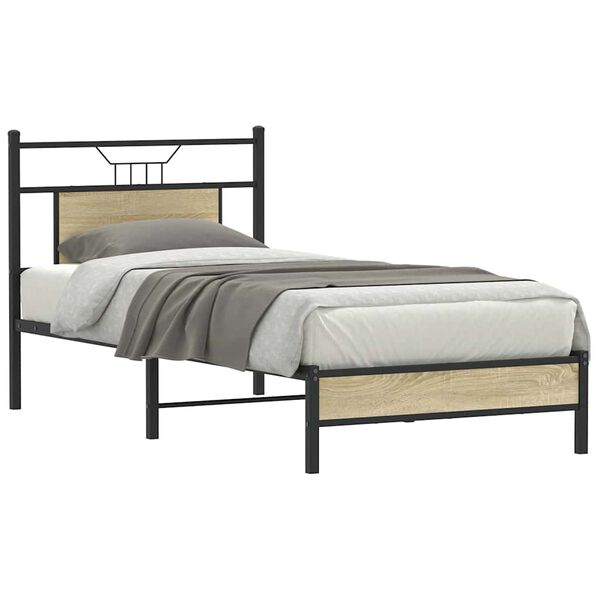 vidaXL Estructura de cama sin colchón madera roble Sonoma 75x190 cm