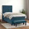 vidaXL Cama box spring con colch&oacute;n terciopelo azul oscuro 90x200 cm