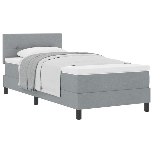 vidaXL Cama tipo Box Spring con colch&oacute;n Gris Claro 90 x 190 cm tela