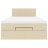 vidaXL Cama otomana con colch&oacute;n y luces LED tela crema 120x190cm