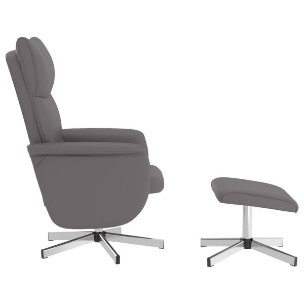 vidaXL Sill&oacute;n reclinable con reposapi&eacute;s cuero sint&eacute;tico gris