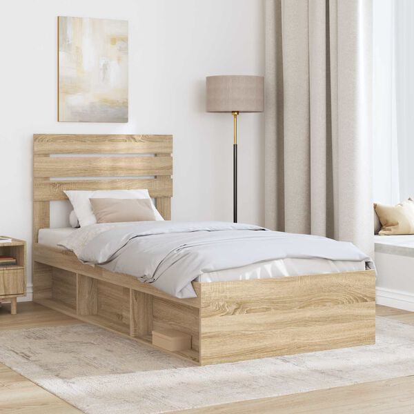 vidaXL Estructura de cama Sonoma 90 x 190 cm Madera de pino macizo