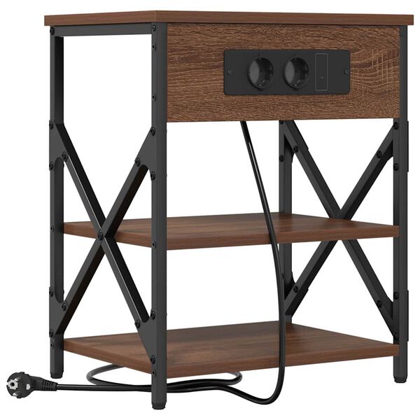 vidaXL Armario de Noche con estante Roble Marr&oacute;n 41 x 31 x 51 cm