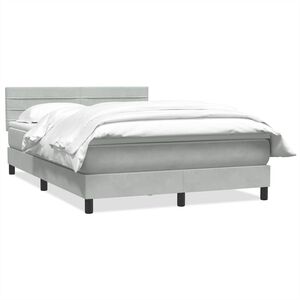 vidaXL Cama box spring con colchón terciopelo gris claro 140x210 cm