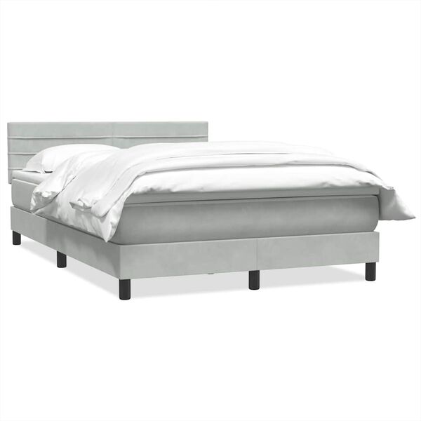 vidaXL Cama box spring con colch&oacute;n terciopelo gris claro 140x210 cm