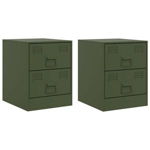vidaXL Mesitas de noche 2 unidades acero verde 34,5x39x44 cm
