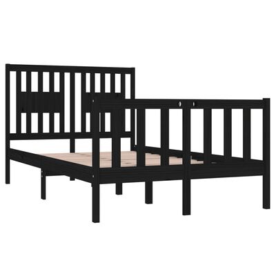 vidaXL Estructura de cama doble pequeña madera maciza negra 120x190 cm
