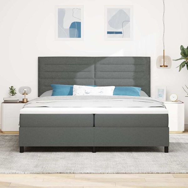 vidaXL Cama tipo Box Spring con colch&oacute;n Gris oscuro 200 x 200 cm tela