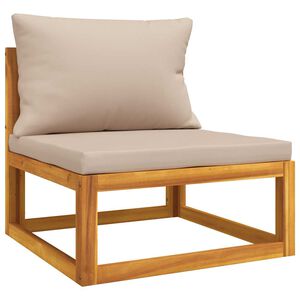 vidaXL Sof&aacute; central jard&iacute;n madera maciza teca con cojines color crema