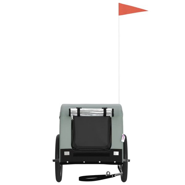 vidaXL Remolque de bicicleta mascotas hierro tela Oxford gris negro