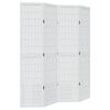vidaXL Biombo separador de 4 paneles madera maciza Paulownia blanco