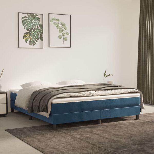 vidaXL Estructura de cama con somier terciopelo azul oscuro 180x200cm