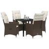 vidaXL Conjunto de Comedor de Jardín con cojín 5 pcs Marrón Poliratán