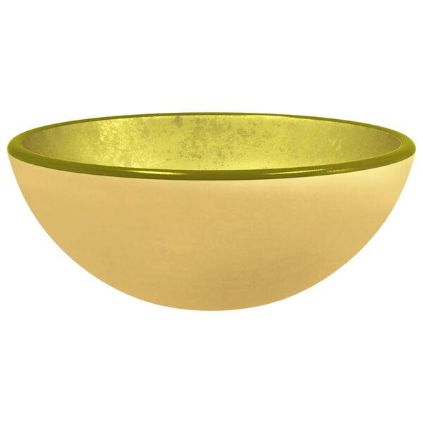 vidaXL Lavabo de vidrio templado dorado 30x12 cm