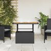 vidaXL Mesa de jardín madera de acacia y ratán PE negro 90x55x71 cm