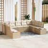 vidaXL Conjunto de sof&aacute;s de jard&iacute;n con coj&iacute;n 9 pcs Beige Polirat&aacute;n