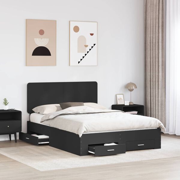 vidaXL Estructura de cama Negro 140 x 190 cm Madera de ingenier&iacute;a