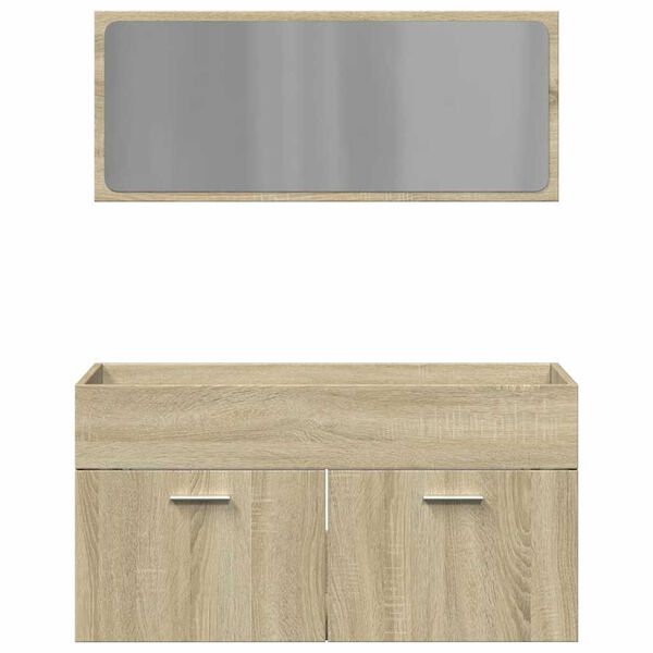 vidaXL Set de muebles de ba&ntilde;o 2 pzas madera contrachapada roble Sonoma