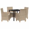vidaXL Conjunto de Comedor de Jard&iacute;n 5 uds. Beige rat&aacute;n sint&eacute;tico