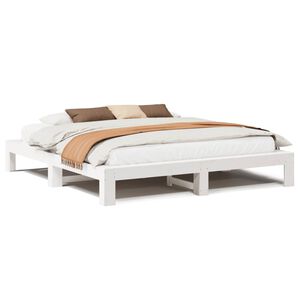 vidaXL Estructura de cama sin colch&oacute;n madera maciza blanca 200x200 cm