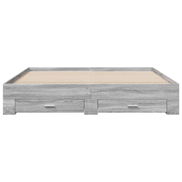 vidaXL Cama con cajones madera ingenier&iacute;a gris Sonoma 180x200 cm