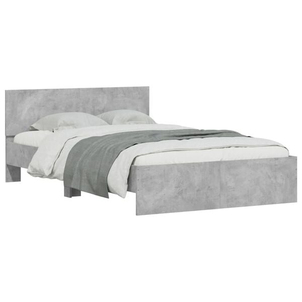 vidaXL Estructura de cama con cabecero gris hormig&oacute;n 135x190 cm
