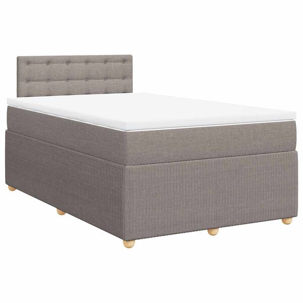 vidaXL Cama box spring con colch&oacute;n tela gris taupe 120x200 cm