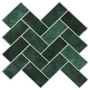 vidaXL Azulejo en espiga 10 pcs Verde oscuro 30 x 30 cm