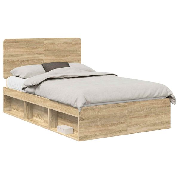 vidaXL Estructura de cama Sonoma 120 x 190 cm Madera de pino macizo
