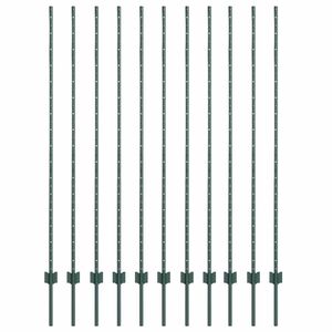 vidaXL Poste de cerca empotrado 11 uds. Verde 200 cm