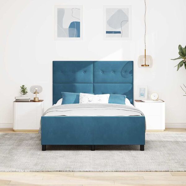 vidaXL Cama tipo Box Spring Azul Oscuro 160 x 200 cm Terciopelo