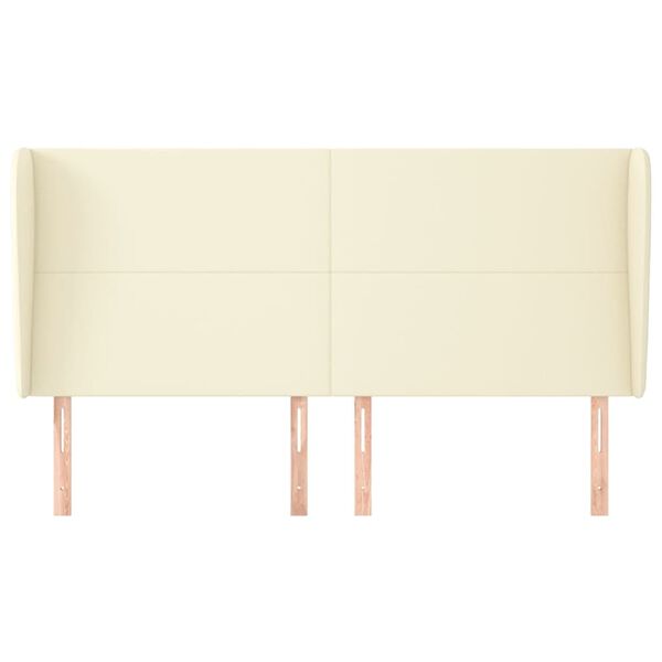 vidaXL Cabecero con orejas cuero sint&eacute;tico crema 183x23x118/128cm