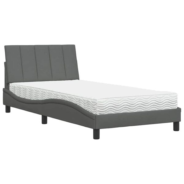 vidaXL Cama con colch&oacute;n Hanko tela gris oscuro 100x200 cm
