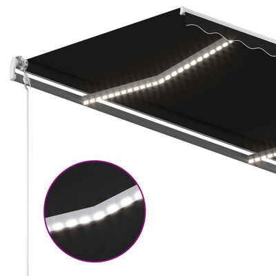 vidaXL Toldo manual retráctil con luz LED gris antracita 3x2,5 m