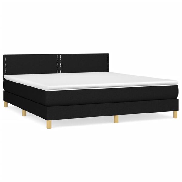 vidaXL Cama box spring con colch&oacute;n tela negro 160x200 cm