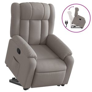 vidaXL Sill&oacute;n reclinable elevable tela gris taupe
